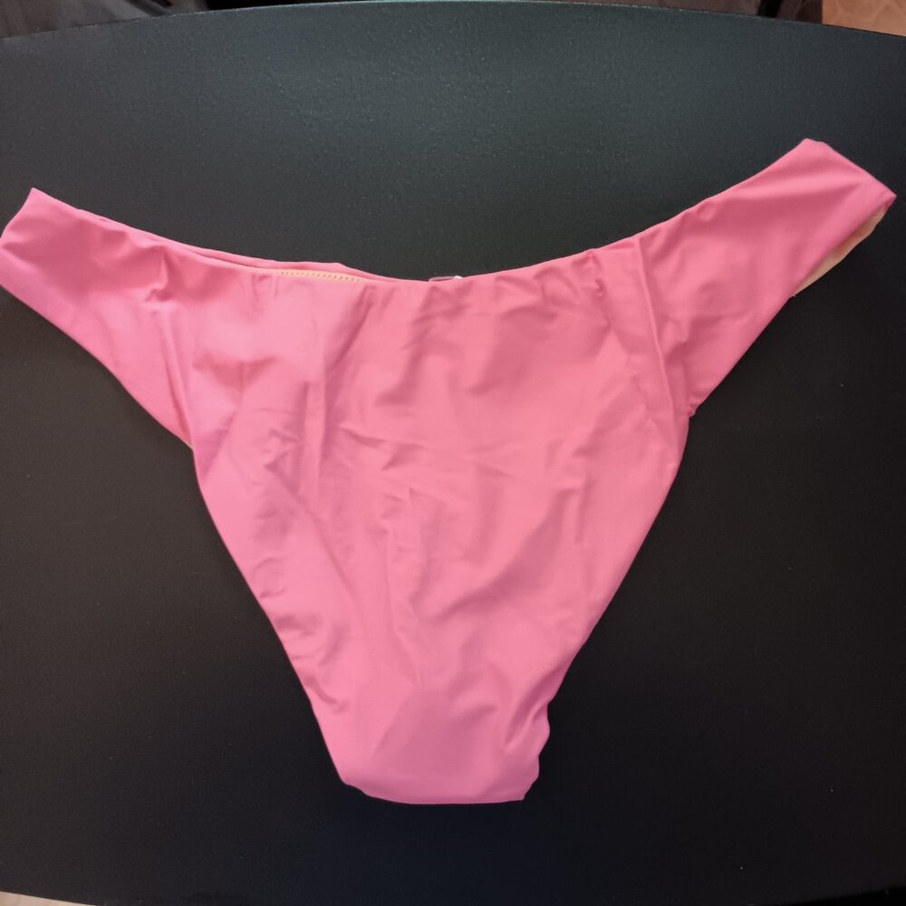 J Crew Women's BC125 Pink Curved Waist Cheeky Bikini Bottom Large NWT - Picture 3 of 4